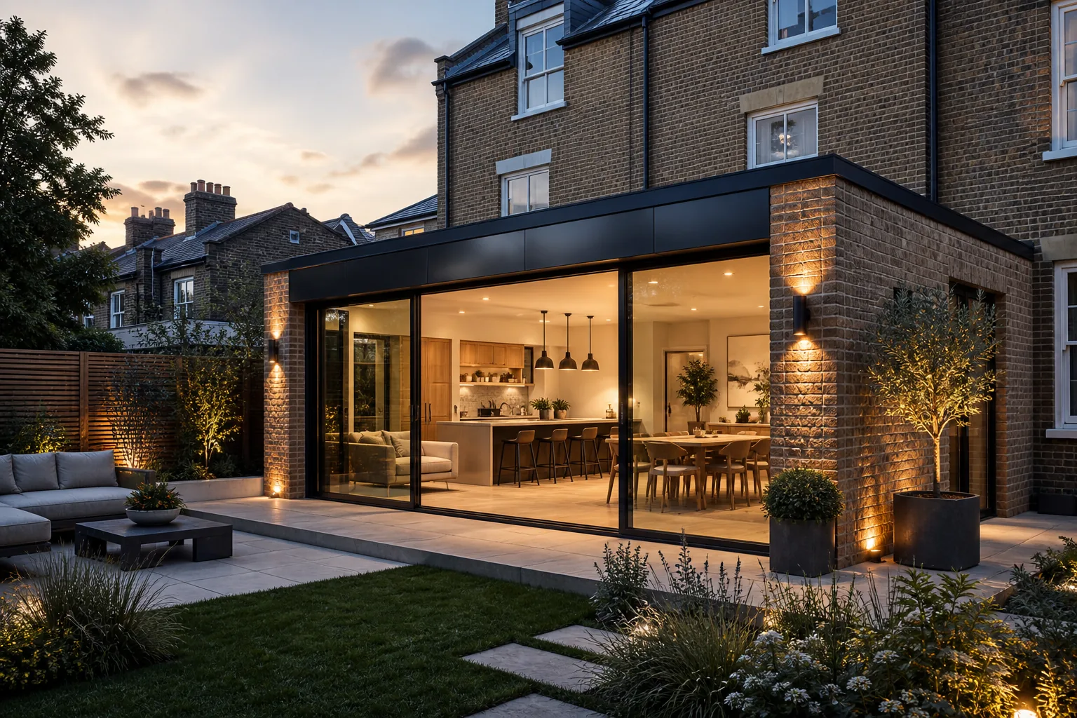 Rear extension opening onto the garden.